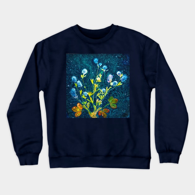 Botanical cyanotype wildflowers Crewneck Sweatshirt by redwitchart